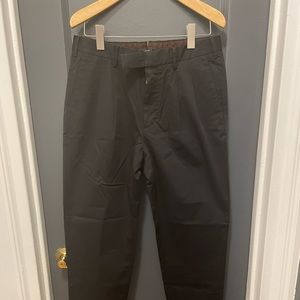 ZEGNA Men’s Black Pleated Cotton Chino EU Size 48 (US 32) Un-Hemmed
